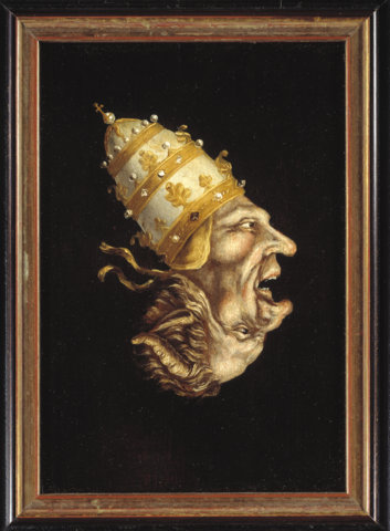 Paus en duivel, Anonymus, 1600 - 1699, Museum Catharijnenkonvent, Utrecht, NL, Foto: Ruben de Heer